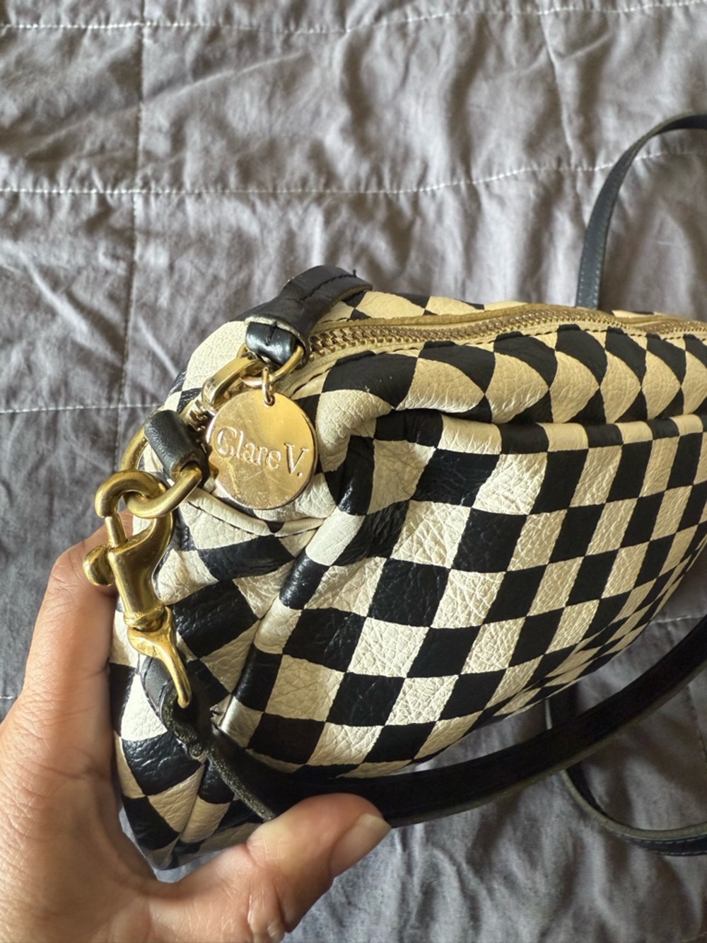 Clare V Black and White Checkered mini Bag - Picture 2 of 6